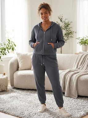 NWOT - Auden Waffle Knit Loungewear Set in Charcoal Gray